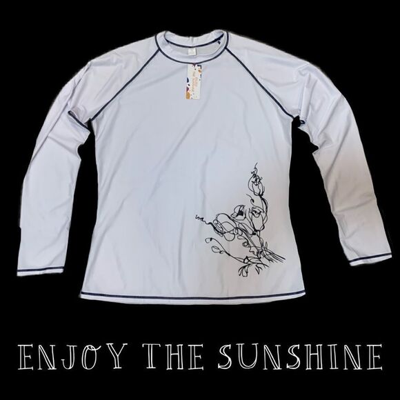 NWT enjoy the sunshine women’s 2X sun cover-up Long sleeve top - Picture 1 of 9